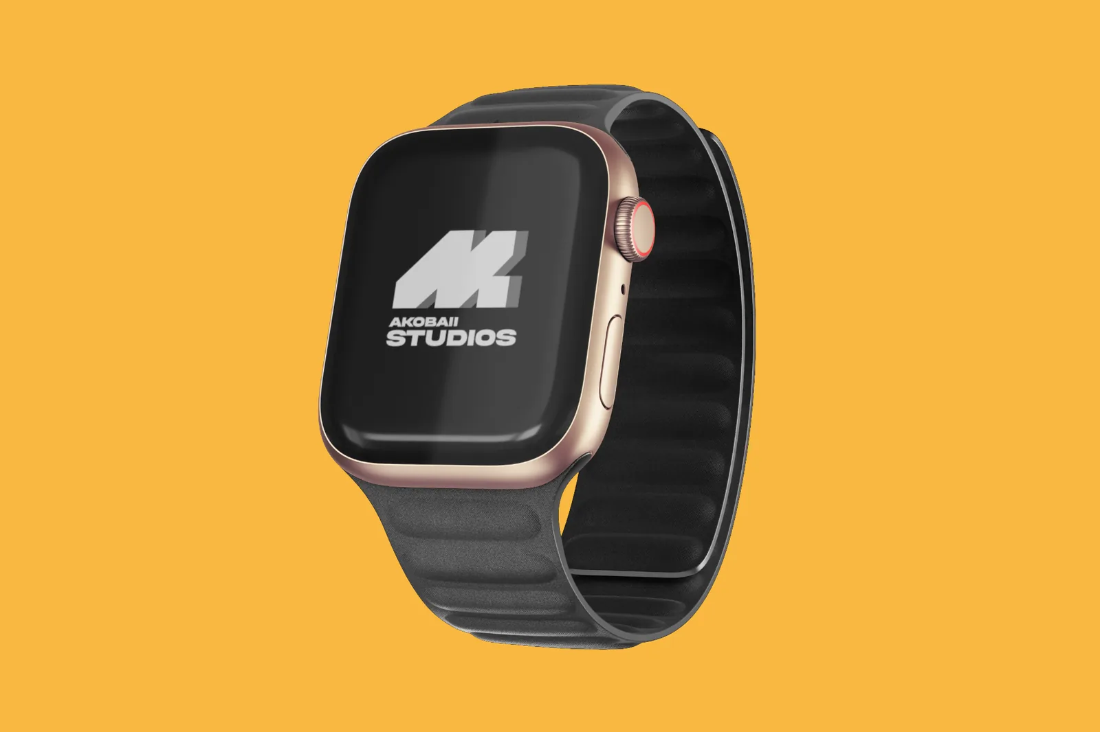 Akobaii Studios logo on an Apple Watch