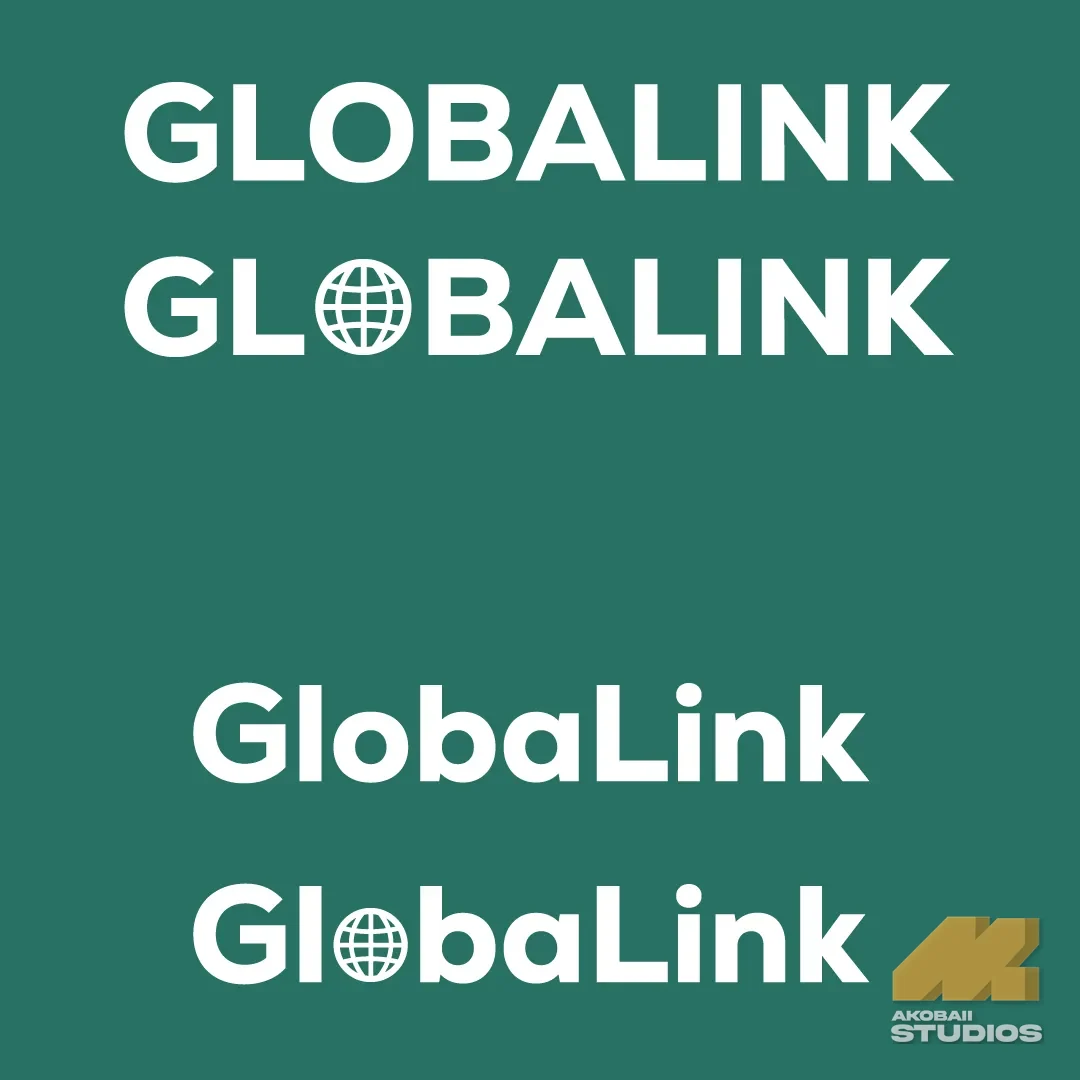 Globalink wordmark variations on green