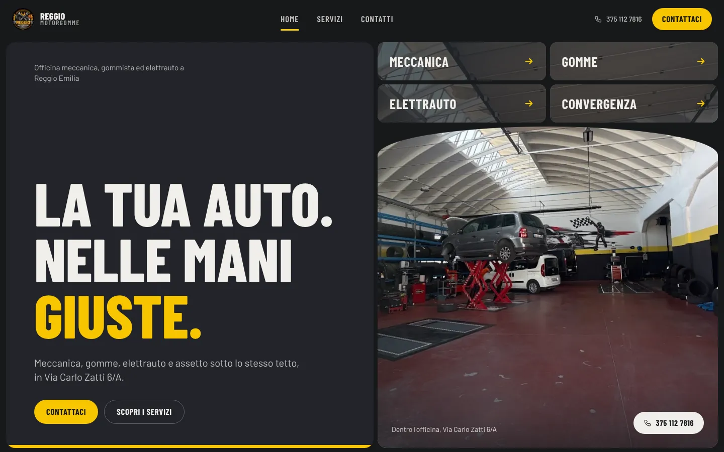Reggio Motor Gomme website homepage: your car in the right hands