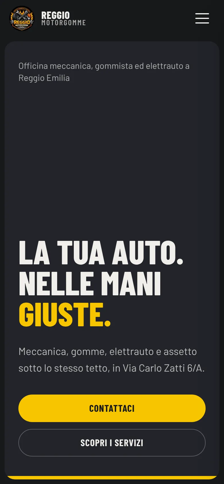 Reggio Motor Gomme website on a phone
