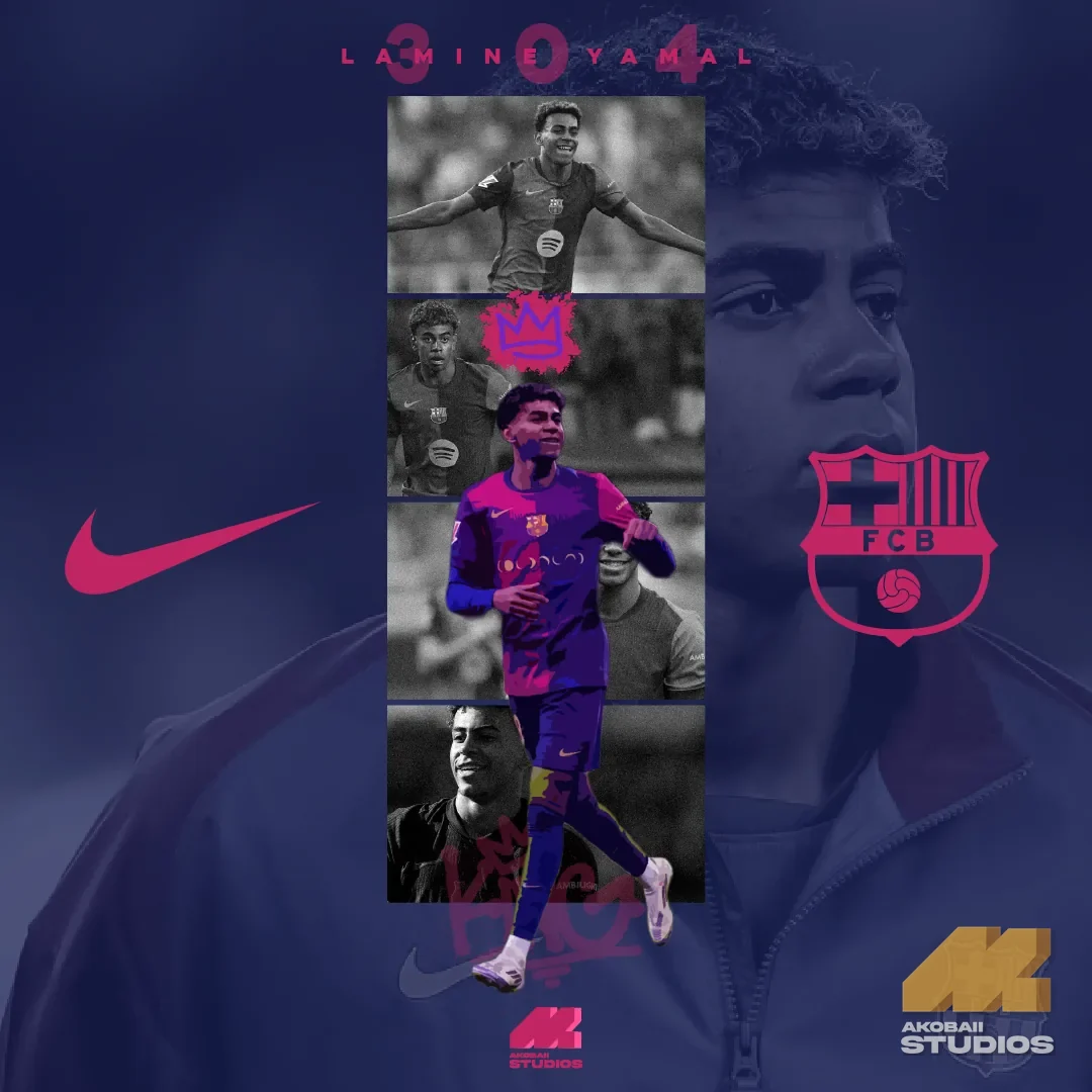 Football poster in blue and violet tones